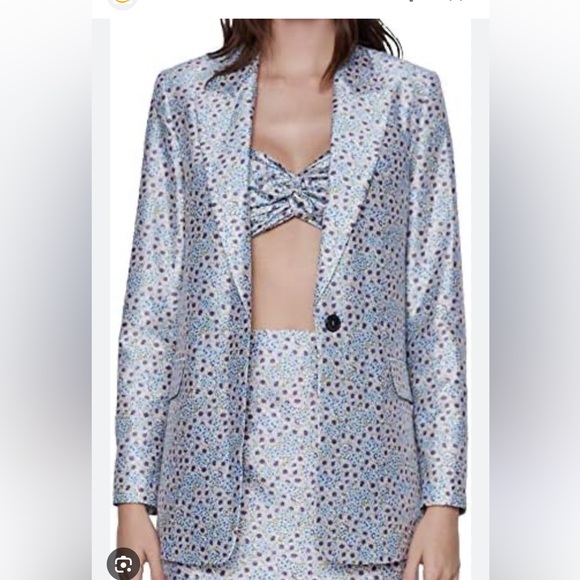 Zara Blazer Floral blue blogger must have - Picture 4 of 4